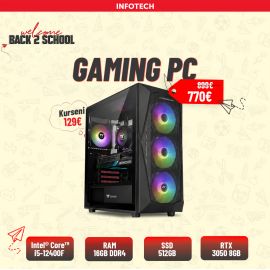 Gaming PC - Kasë Kompjuteri PC AeroCool Geh Midi Falcon-G v2 ,Intel® Core™ i5-12400F , 16GB RAM DDR4, 512GB nVME SSD, RTX 3050 8GB INNO3D