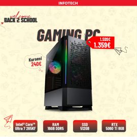 Gaming PC - Kasë Kompjuteri PC COUGAR Gehause Midi-Tower MX430, Intel® Core™ Ultra 7 265KF , 16GB RAM DDR5, 512GB nVME SSD, RTX 5060 Ti 8GB MSI Ventus 2X